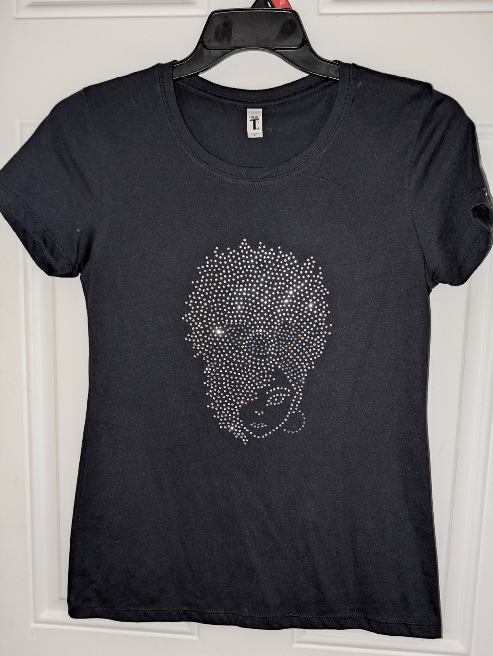 Next Level Apparal Tee Rhinestone Silhouette Black Size Large Fits Like Sm NWOT - Picture 2 of 6